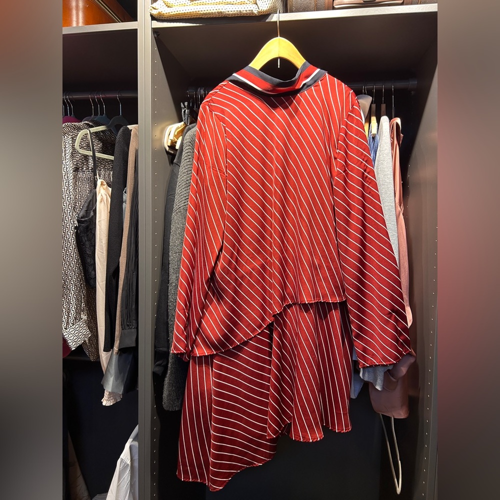 Who What Wear Burgundy and White Striped Dress